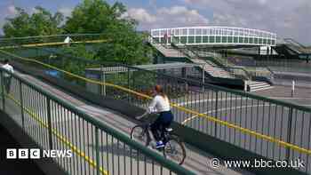 Cranes begin removing ageing rail footbridge
