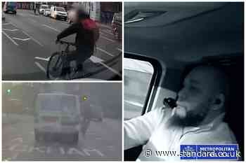 Shocking moment van driver deliberately mows down cyclist in road rage incident