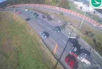 LIVE: Semi lands on its side in I-90 crash