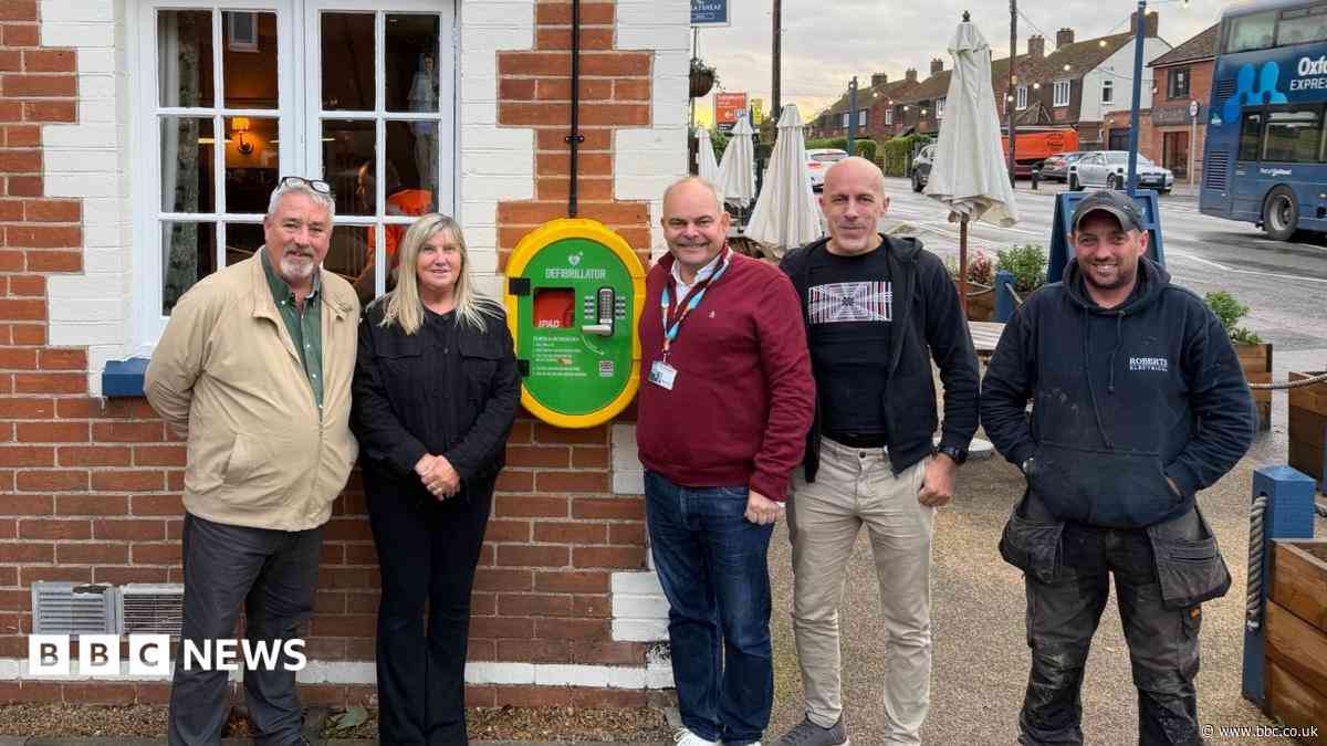 Defibrillator installed at pub with personal link