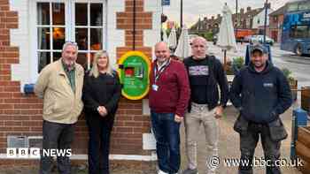 Defibrillator installed at pub with personal link