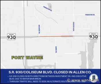 INDOT: Water main break shuts down stretch of Coliseum Boulevard