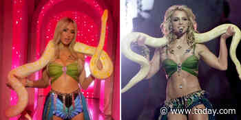 Paris Hilton Re-creates Iconic Britney Spears VMAs Outfit For Halloween, Live Snake and All