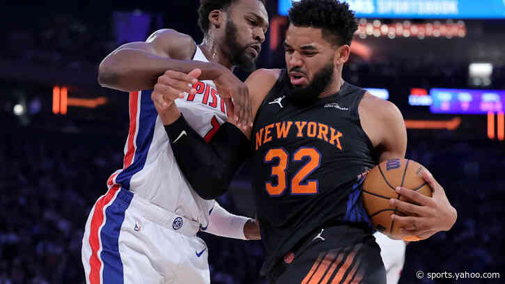 Knicks shake off slow start to earn their first win of the season in a 111-97 victory over the Pistons