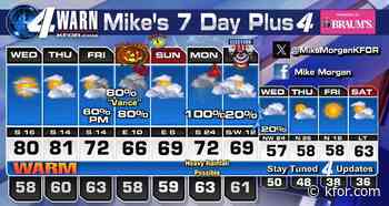 Taste of Springtime with a warm Wednesday and Thursday! Remnants of "Vance" move across Oklahoma Friday and Saturday. Big Storm next Monday.