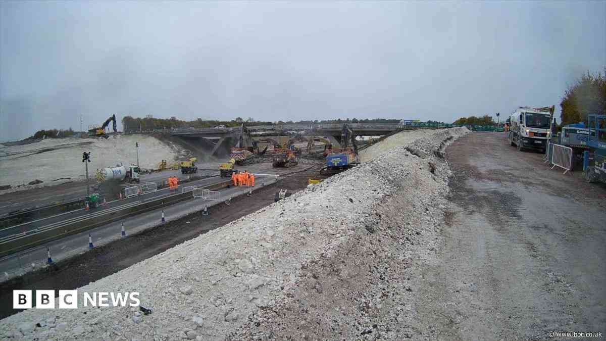 Timelapse video shows motorway bridge demolition