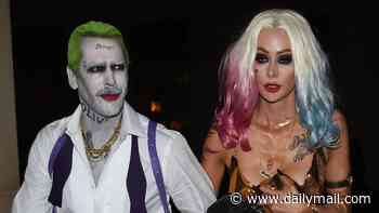 Olivia Attwood and Pete Wicks nail Harley Quinn and The Joker couples costume as they arrive at her star-studded Halloween bash