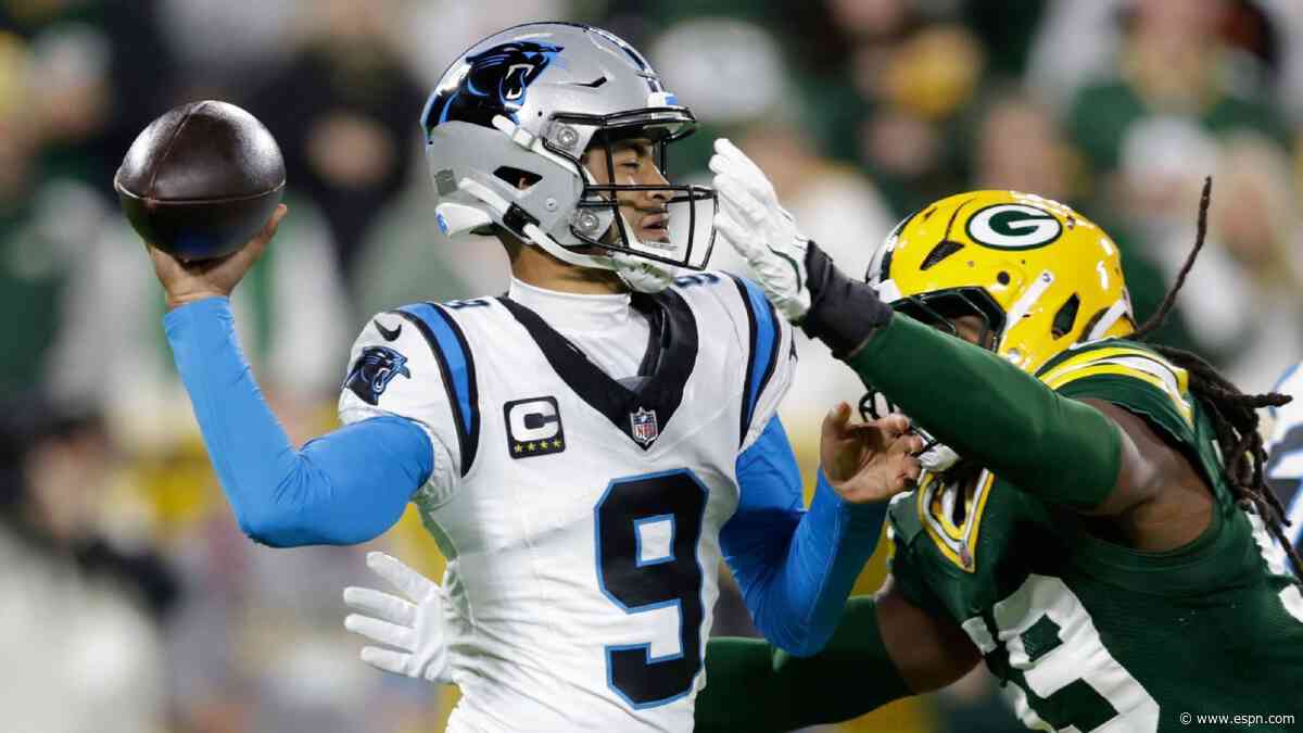 Panthers' Young takes beating in 6-sack night, says injured knee 'fine'