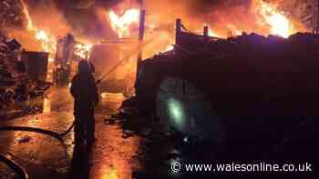 Battery causes huge fire on Welsh industrial estate
