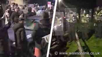 Police officer injured as angry crowd protests outside home in Caerphilly