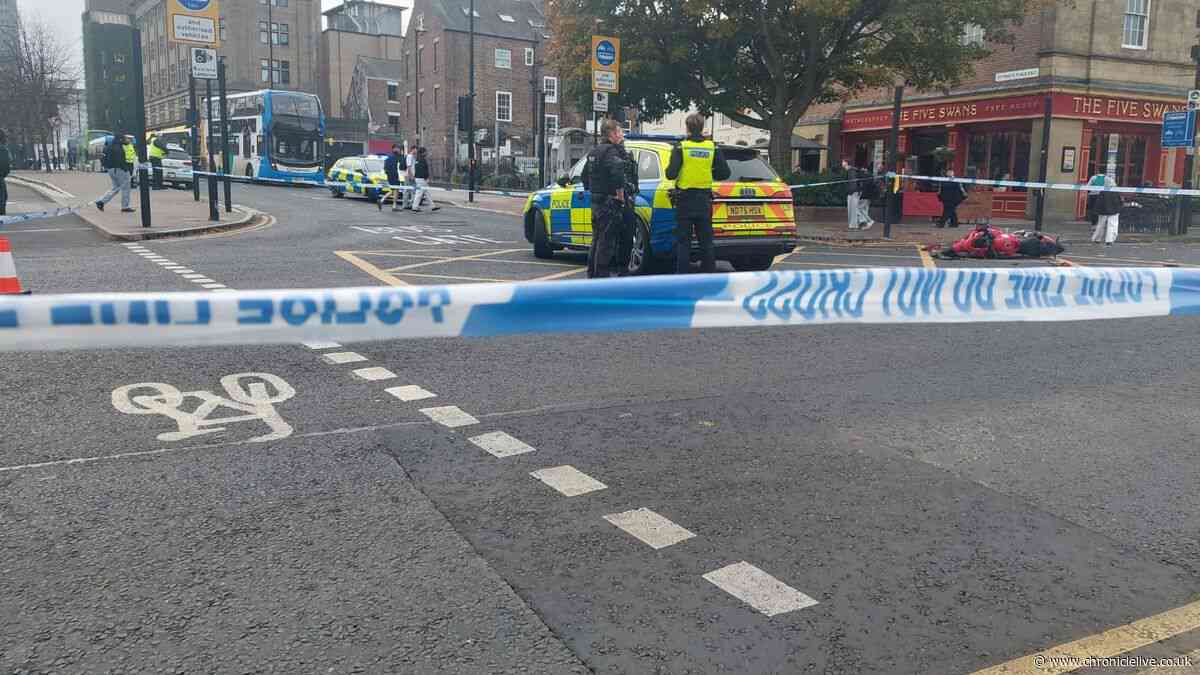 Police swarm Newcastle city centre street with motorbike crash sparking traffic chaos