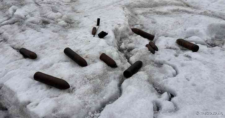 Melting glaciers expose hundreds of unexploded World War I bombs