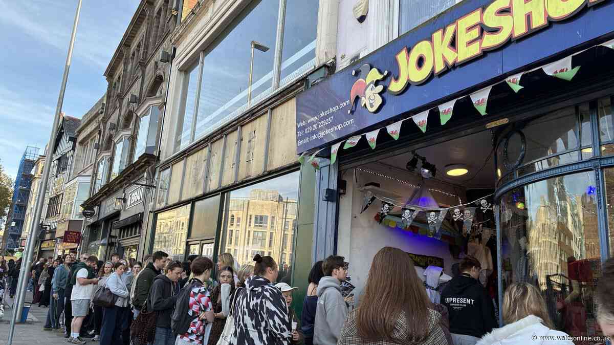 Huge queues of people outside Cardiff shop