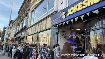 Huge queues of people outside Cardiff shop