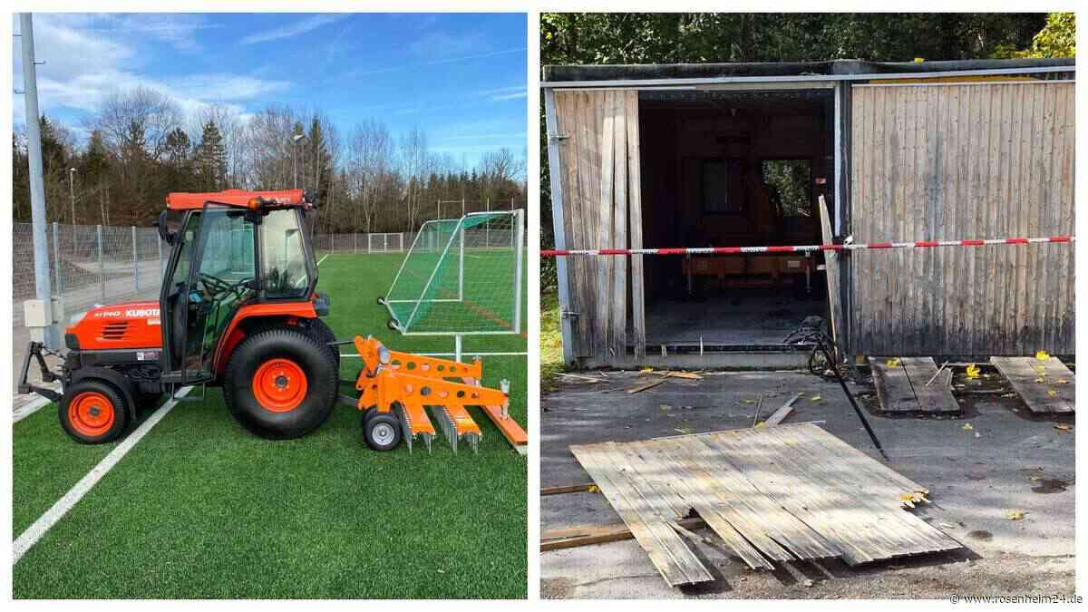 Bulldog-Rambos durchbrechen Garagentor von Fußballverein aus Oberbayern und stehlen Traktor