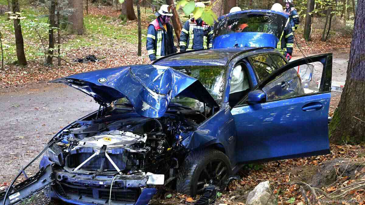 Unfall bei Tuntenhausen – BMW kommt von Fahrbahn ab und mäht Bäume nieder