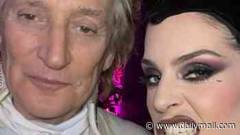 Kelly Osbourne parties with Rod Stewart in her cat costume while Helen Flanagan channels Catherine from Wuthering Heights in her sexy look as stars celebrate Halloween